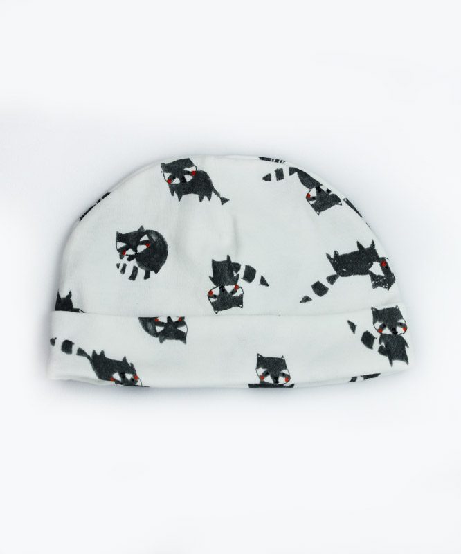 black kitten print baby cap