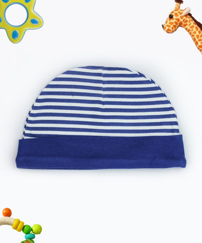 Blue and White Stripes Baby Cap