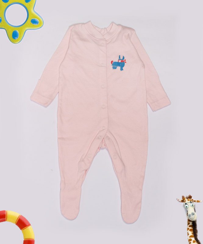Blue doggy embroidery on Pink Jumpsuite