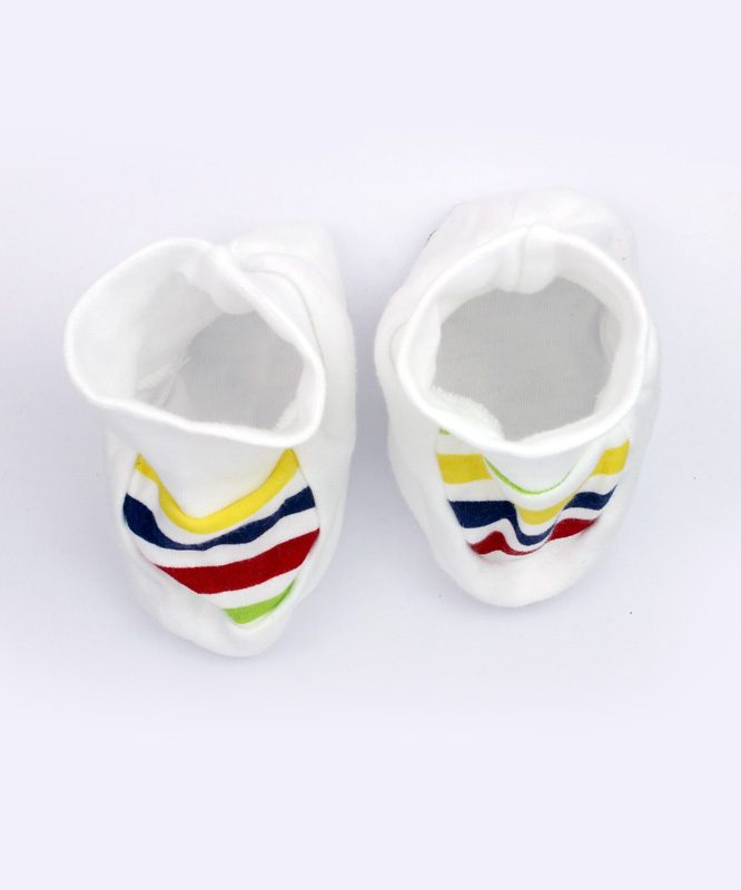 Color Stripes on White Baby Booties