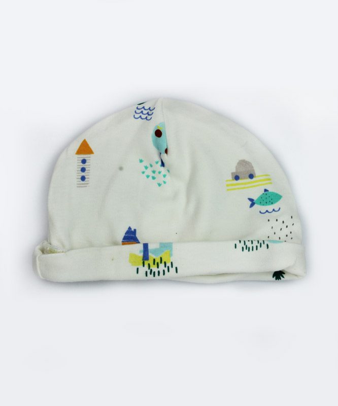 colorful printed white baby cap