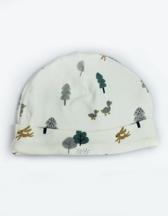 forest theme white baby cap