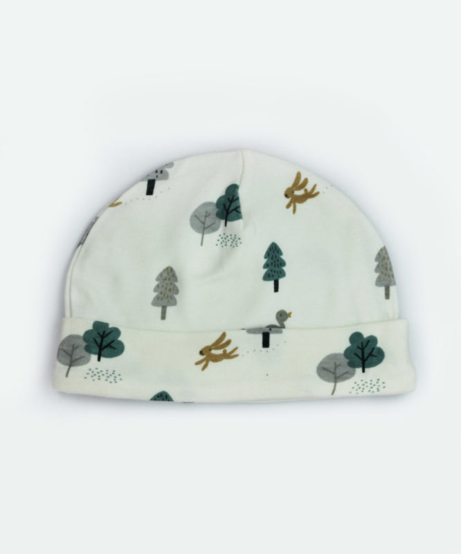 forest theme white baby cap
