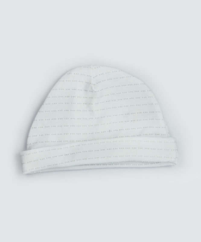 Grey Dotted Line White Baby Cap