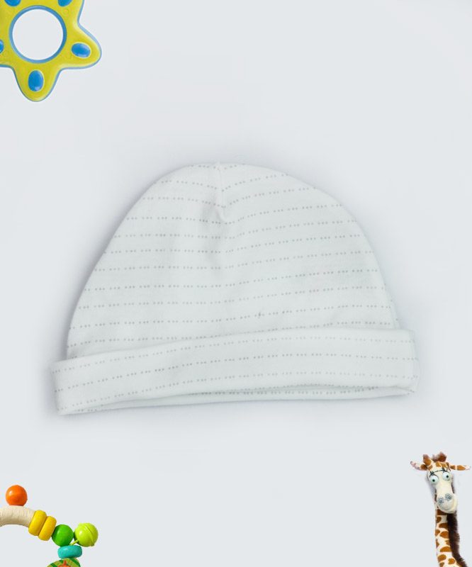 Grey Dotted Line White Baby Cap