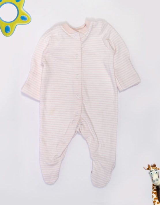 Pink And White Strips Baby Jumpsuit