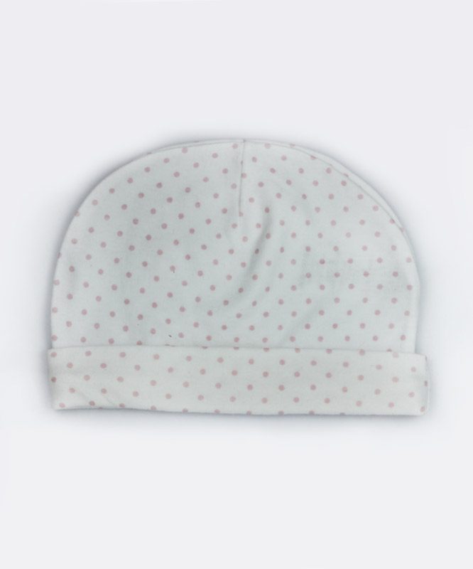 pink dots white baby cap
