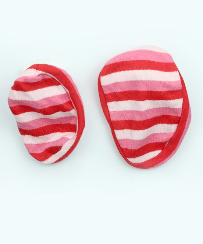 Pink Red and White Strips Baby Booties