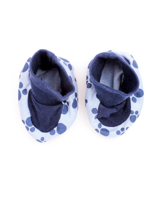 Pug Mark Blue Baby Booties