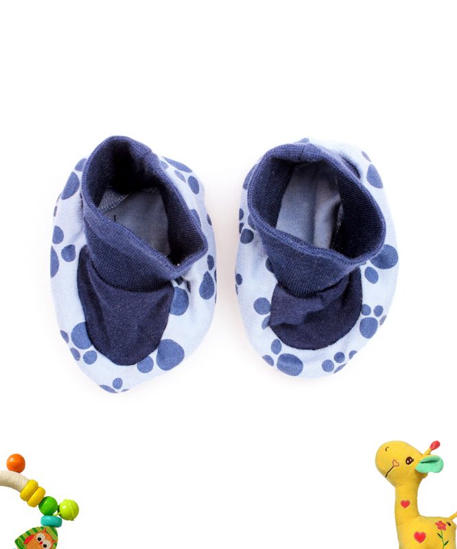 Pug Mark Blue Baby Booties