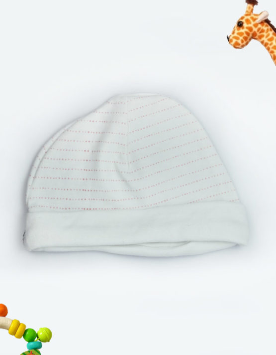 Red Dotted Line White Baby Cap