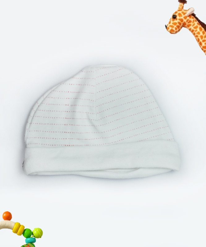 Red Dotted Line White Baby Cap