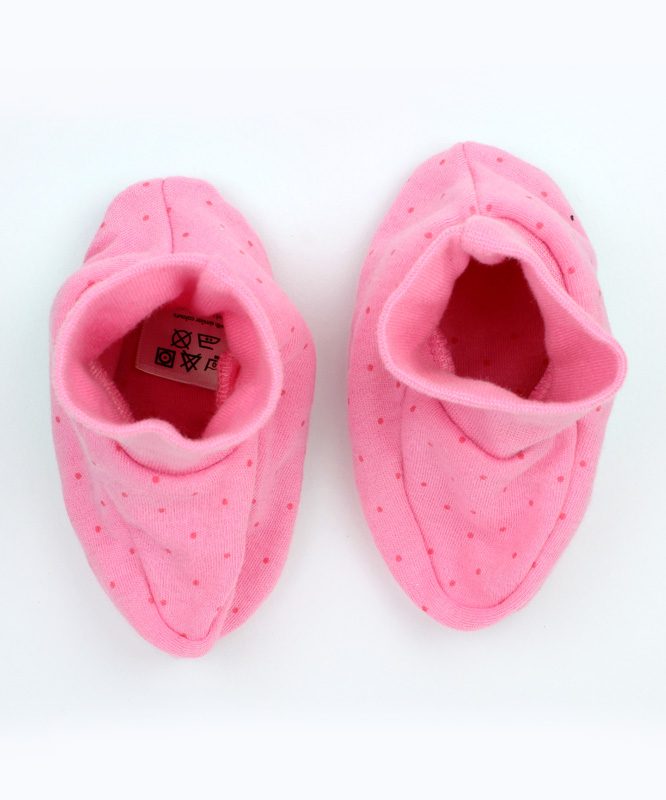 Red Dotted Pink Baby Booties