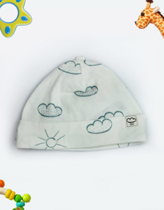 sun and cloud printed baby cap