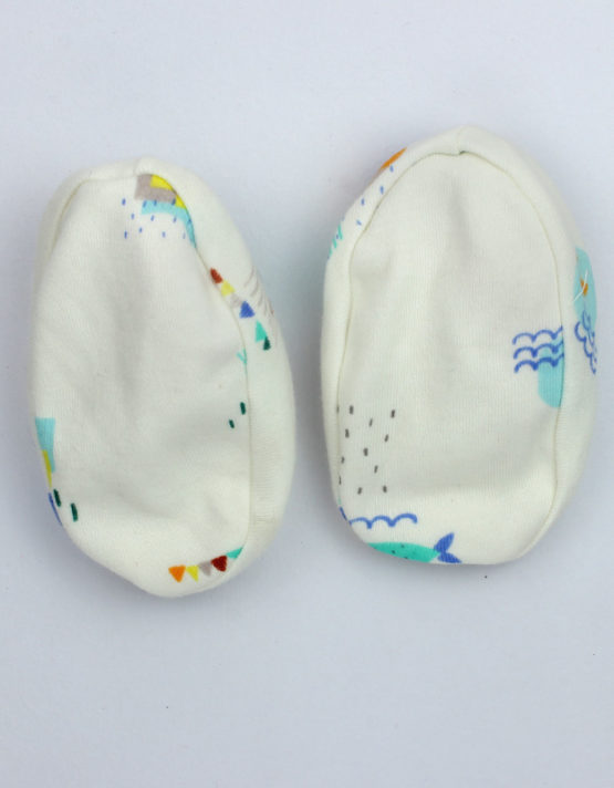 Water themed White Baby Booties