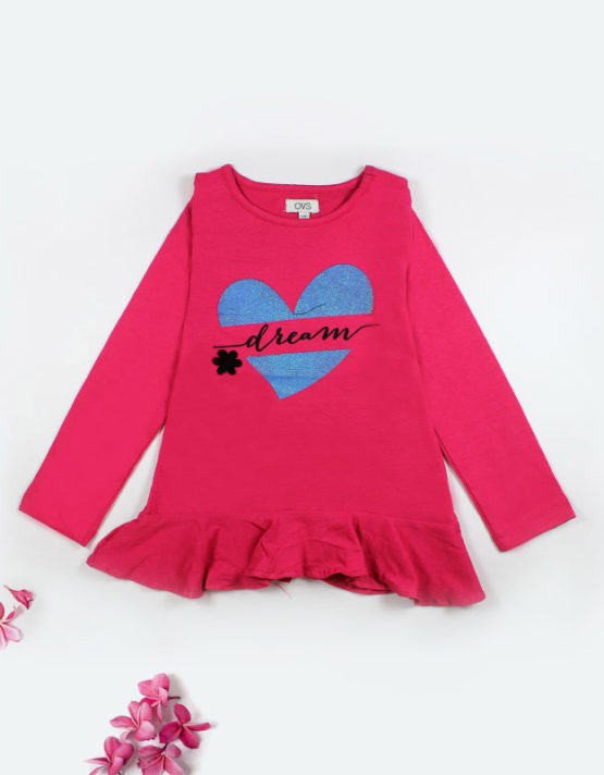 Pink Kids Top with Blue Heart