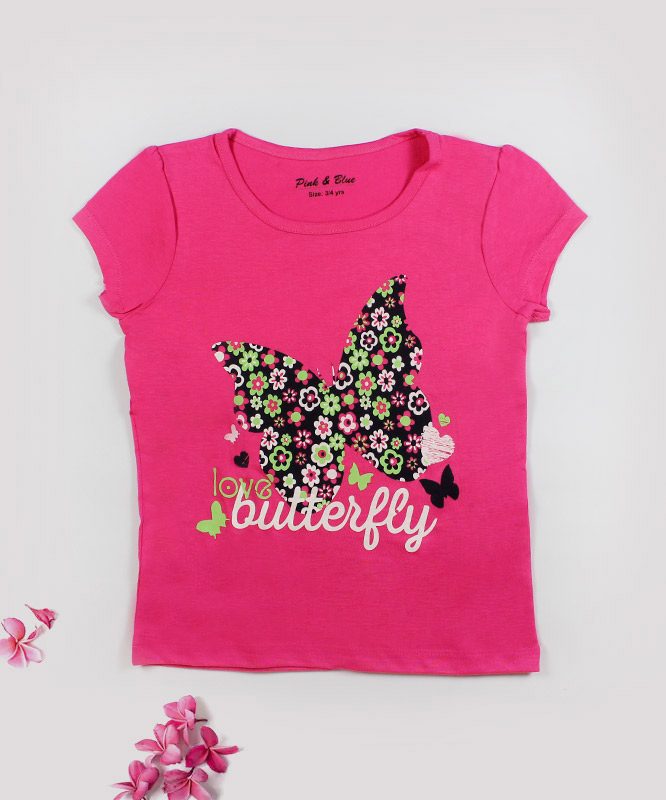 Pink Kids top with butterfly