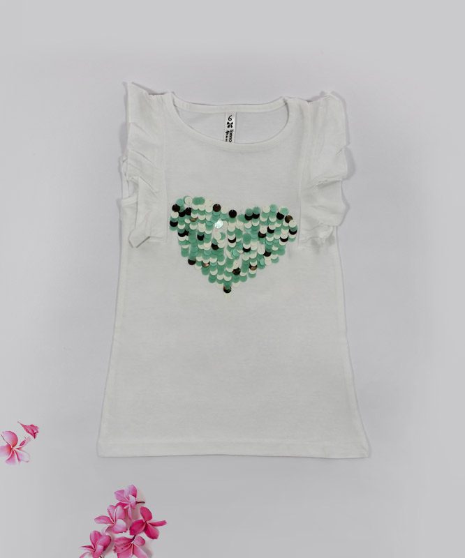 white kids top with dazzling hearts