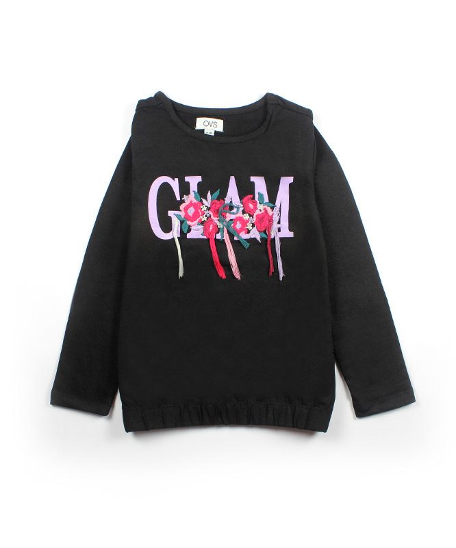 black glam kids top with floral embroidery big