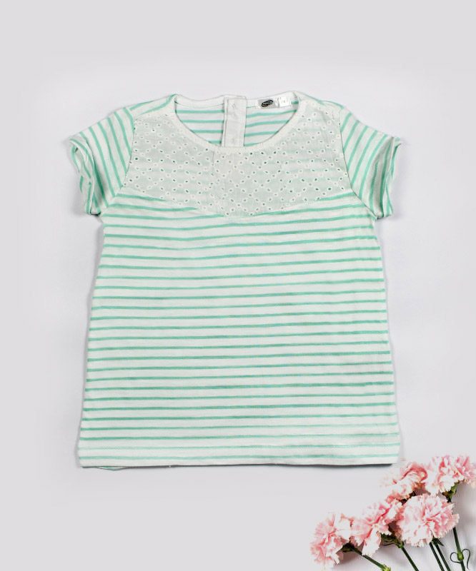 green and white stripes top
