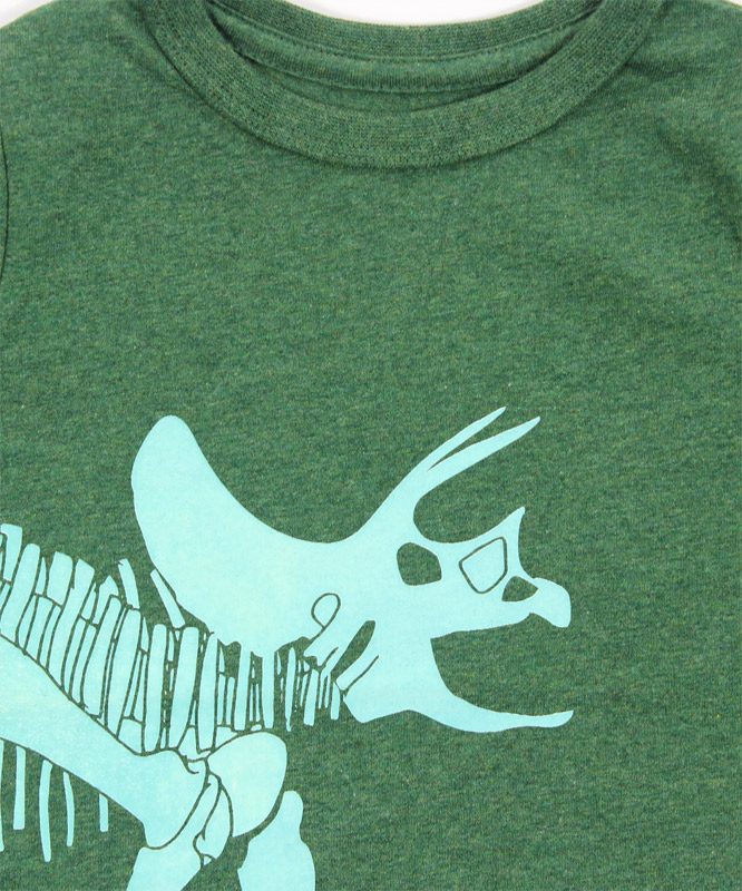 green kids t shirt with dino skeleton
