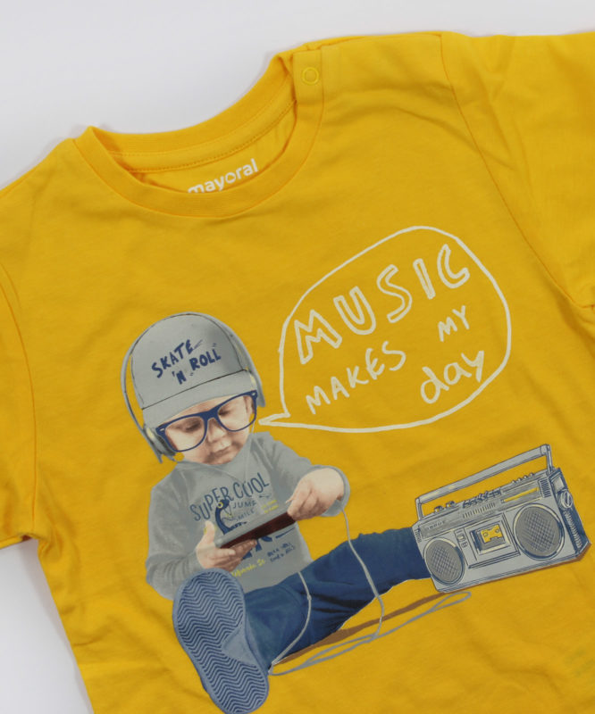 music make my day yellow kids tshirt