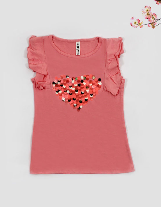pink kids top with dazzling hearts