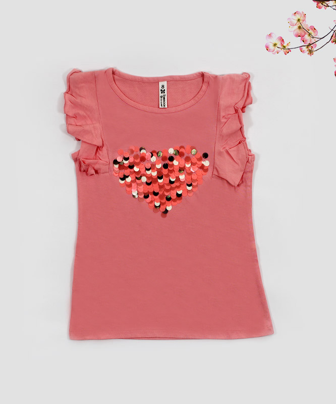 Pink Kids Top with Dazzling Hearts – Giraffy.in
