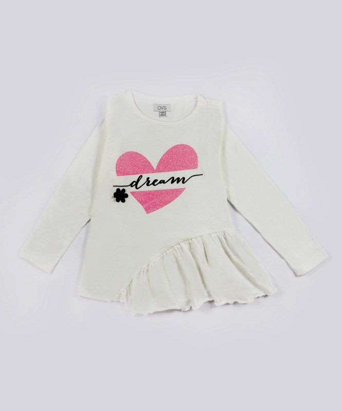 white kids top with pink heart