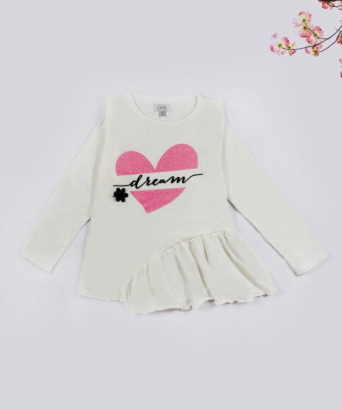 white kids top with pink heart