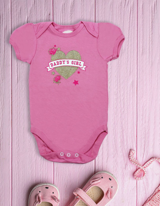 daddy's girl with heart pink baby romper