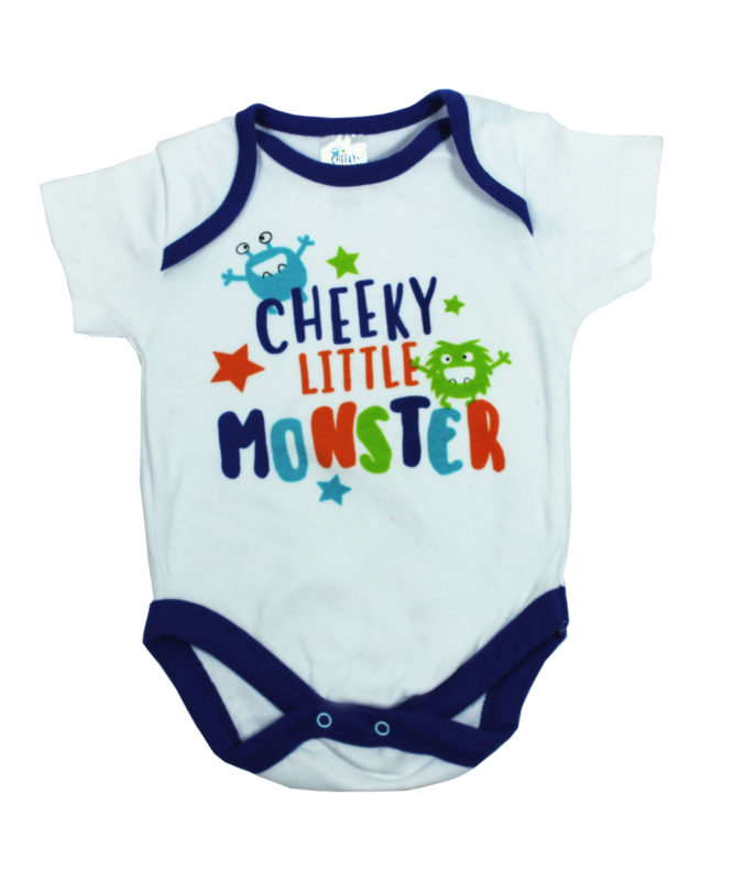 Cheeky Little Monster White Baby Rompers