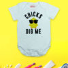 Chicks Dig me White Baby Rompers