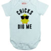 Chicks Dig me White Baby Rompers