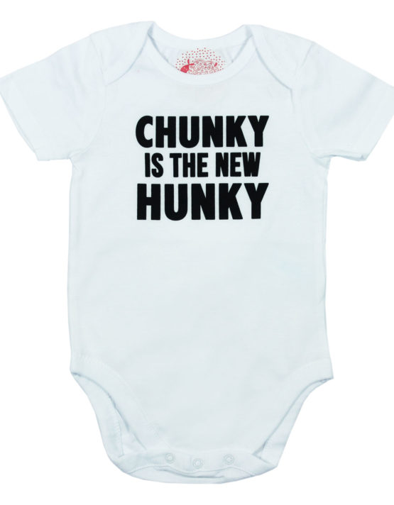 Chunky is the new Hunky White Baby Rompers