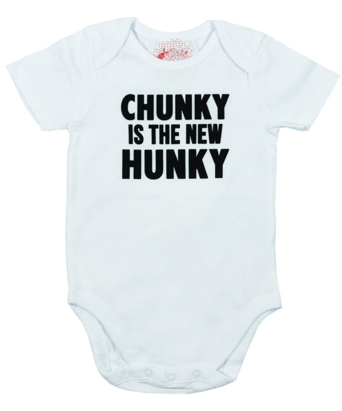 Chunky is the new Hunky White Baby Rompers