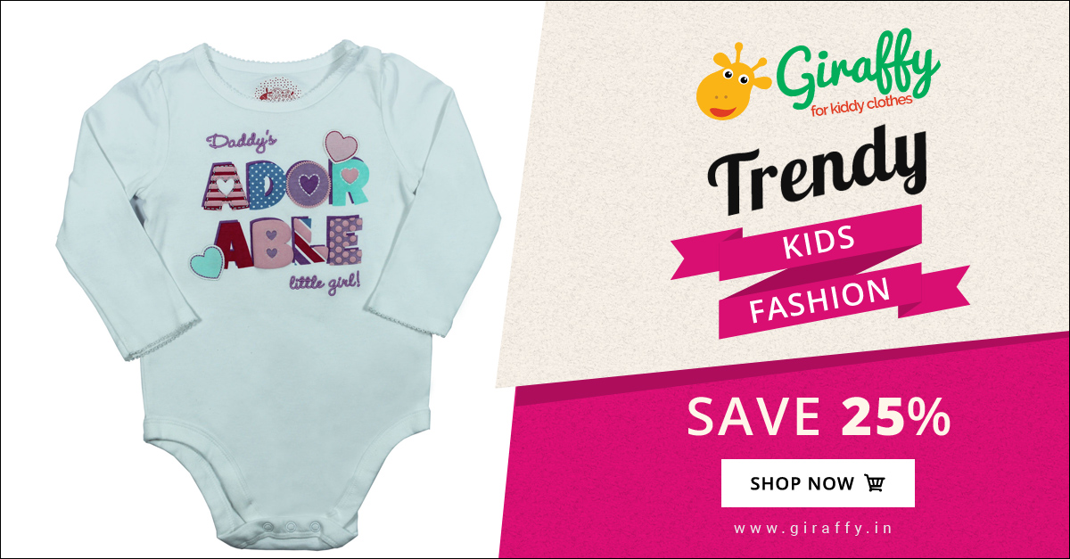 Daddy's Adorable Little Girl White Baby Rompers Giraffy.in