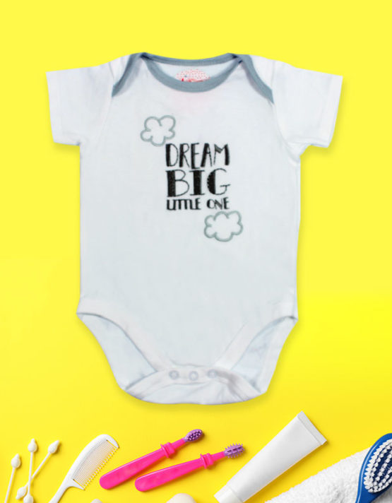 Dream Big Little One White Baby Rompers