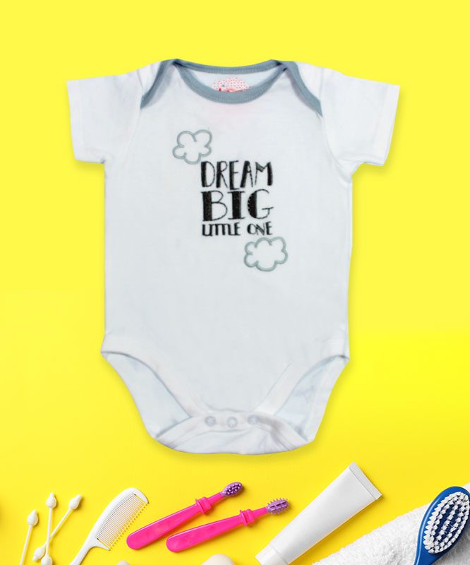 Dream Big Little One White Baby Rompers
