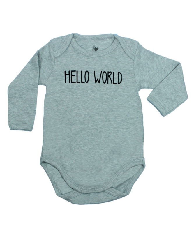 Hello World Grey baby Rompers