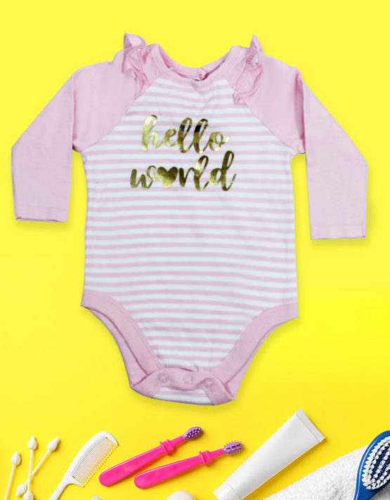 Hello World Pink Baby Rompers
