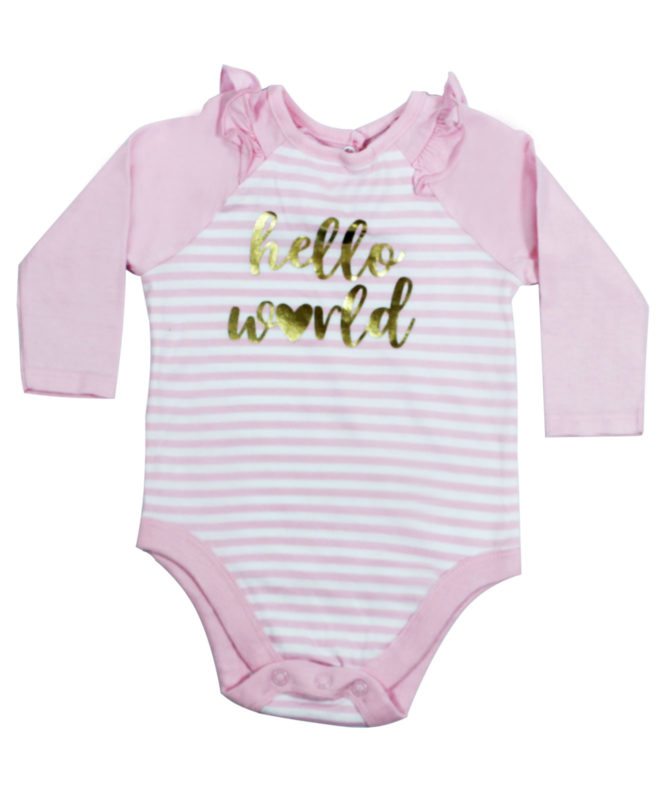 Hello World Pink Baby Rompers