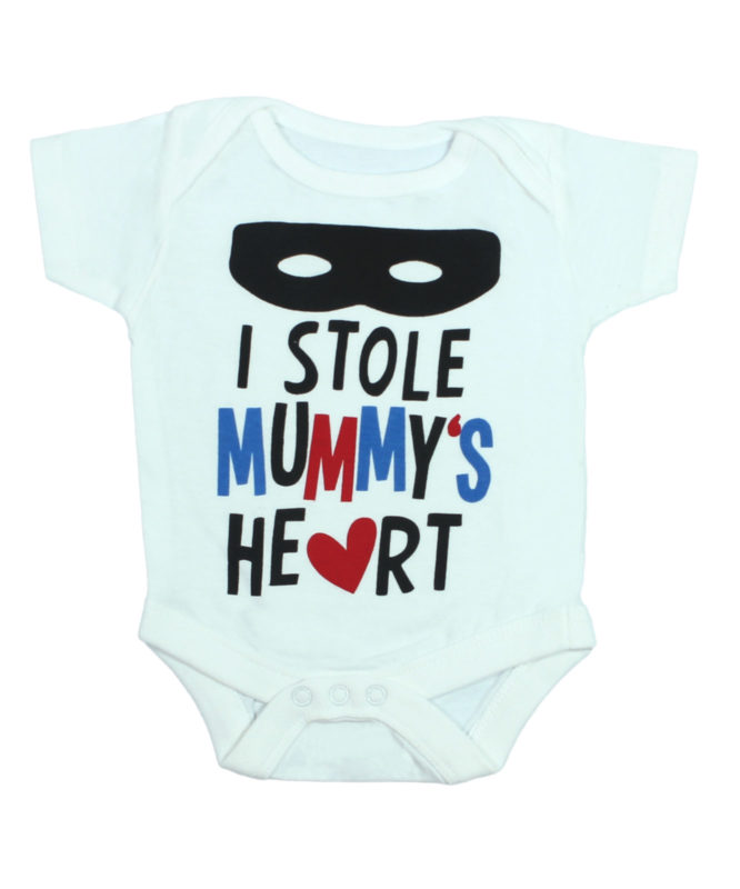 I Stole Mommy's Heart White Baby Rompers