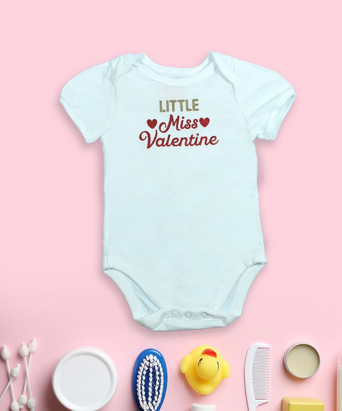 Little Miss Valentine White baby Rompers