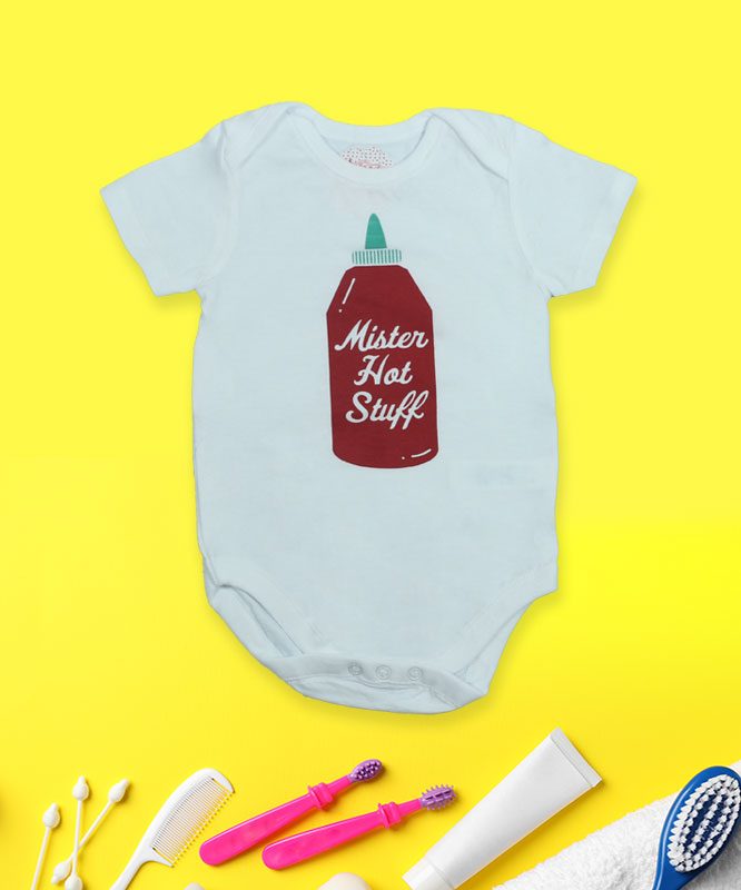 Mister Hot Stuff White Baby Rompers