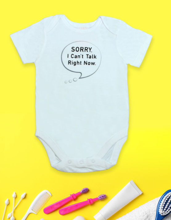 Sorry I can't talk now White Baby Rompers