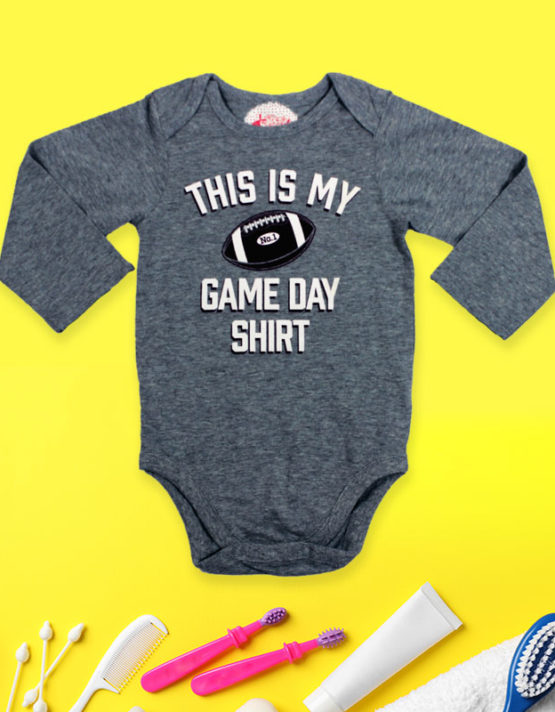 This is my game shirt Grey Baby Rompers
