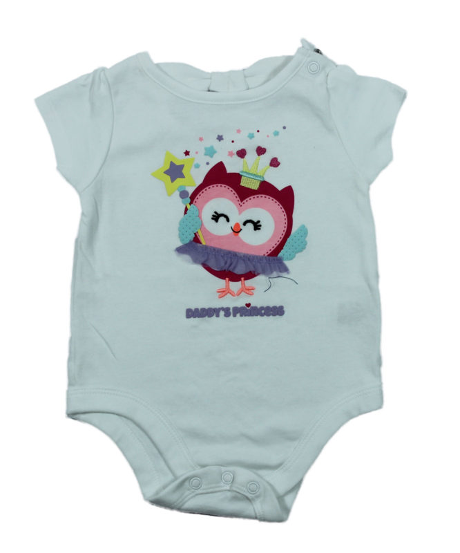 Daddy's Princess with owl design on white baby rompers_big