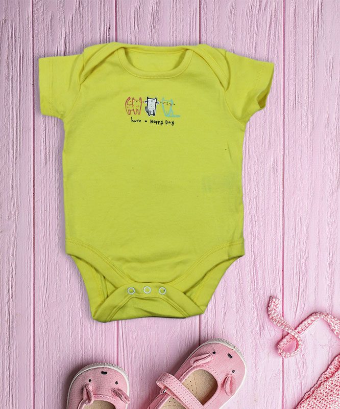 Have a Happy Day Yellow Baby Rompers