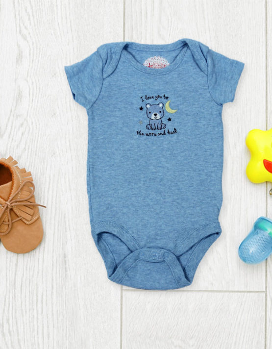 I love you to the moon and back Blue Baby Rompers